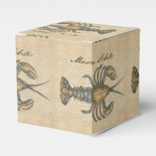 Vintage Lobster Illustration: Coastal Damask Favor Boxes