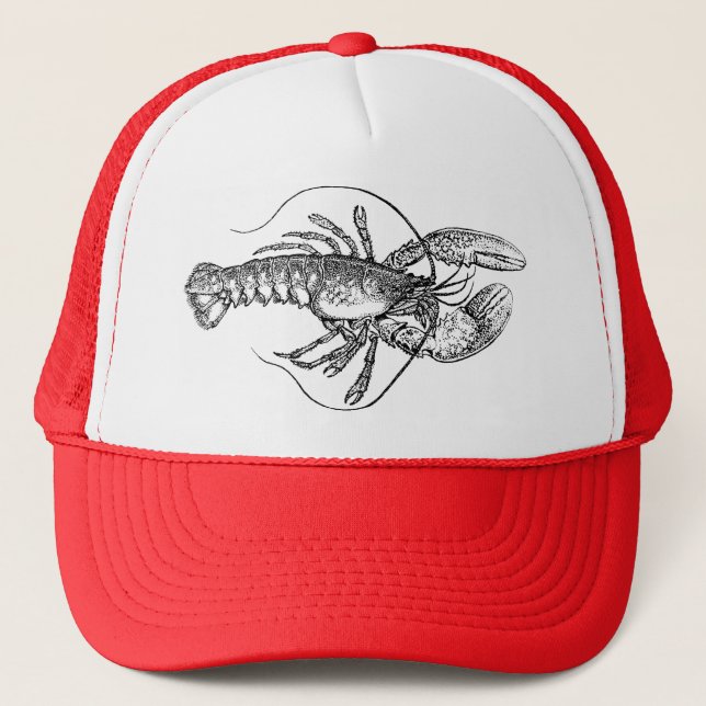 Vintage Lobster illustration Trucker Hat (Front)