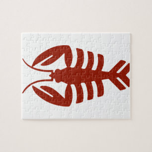 Vintage Lobster in Red, Art Deco Seafood Jigsaw Puzzle