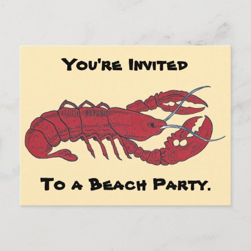 Vintage Lobster Invitation Postcard