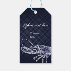 Vintage Lobster Navy Blue Elegant Chic Party Favor Gift Tags
