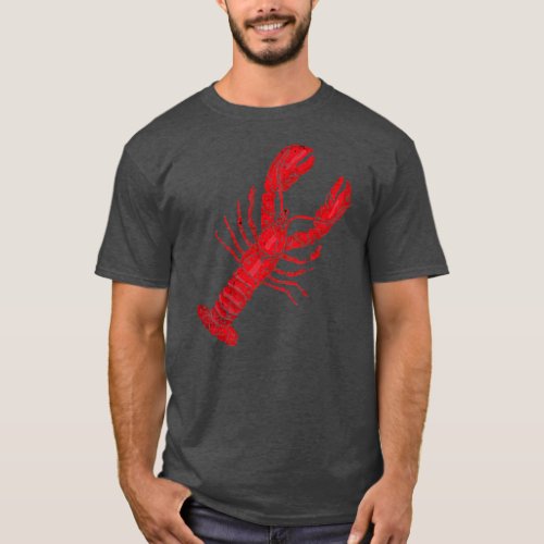 Vintage Lobster Print Lobster in Red for men T_Shirt