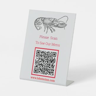 Vintage  lobster  - QR  code Pedestal Sign