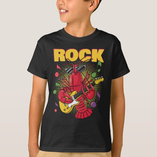 Vintage Lobster Rocker on Guitar T-Shirt (Front)