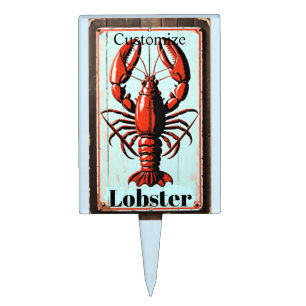 Vintage Lobster Sign Thunder_Cove Cake Topper