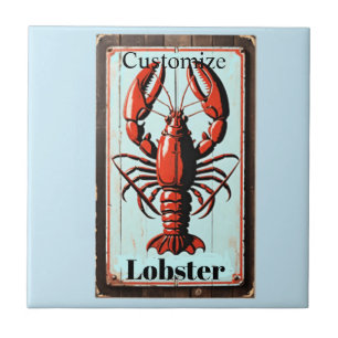 Vintage Lobster Sign Thunder_Cove Ceramic Tile
