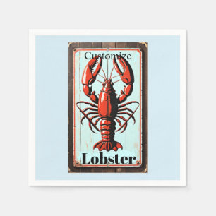 Vintage Lobster Sign Thunder_Cove Napkins
