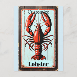 Vintage Lobster Sign Thunder_Cove Postcard