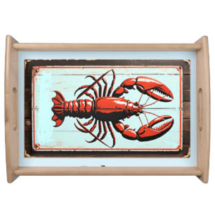 Vintage Lobster Sign Thunder_Cove Serving Tray