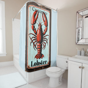 Vintage Lobster Sign Thunder_Cove Shower Curtain