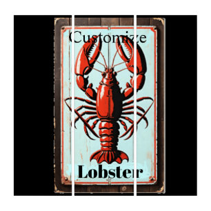 Vintage Lobster Sign Thunder_Cove Triptych