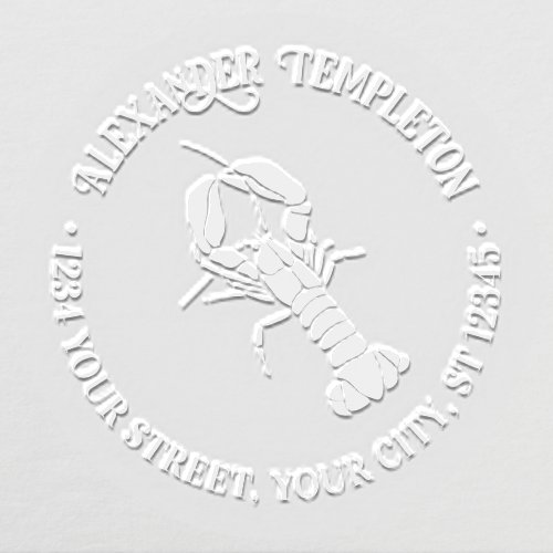 Vintage Lobster Silhouette Name Return Address Embosser