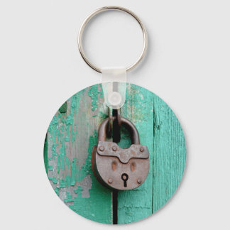 VINTAGE LOCK GREEN DOOR KEYCHAIN
