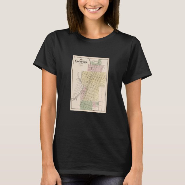 Vintage Lockport IL Map 1873 T-Shirt (Front)