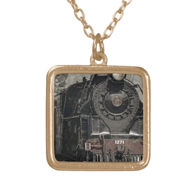 Vintage Locomotive Gold Plated Necklace (Front)