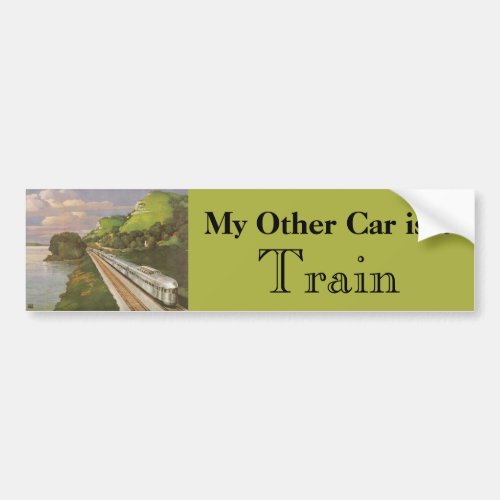 Vintage Locomotive in Country Vacation by Train Bumper Sticker