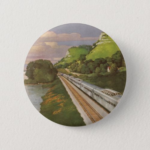 Vintage Locomotive in Country Vacation by Train Button