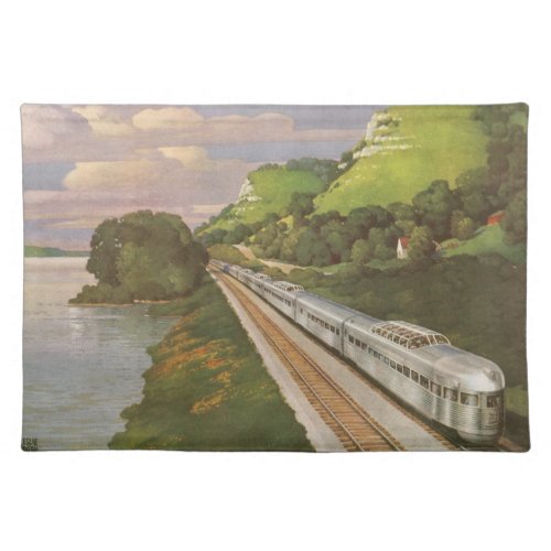 Vintage Locomotive in Country Vacation by Train Cloth Placemat