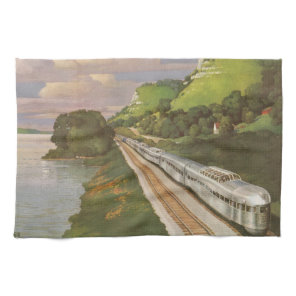 Vintage Locomotive in Country, Vacation by Train Kitchen Towel