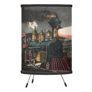 Vintage Locomotive Night Express - Boys Room Train Tripod Lamp