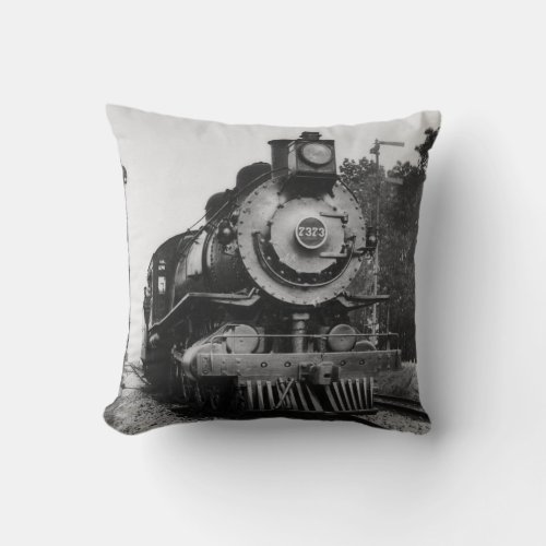 Vintage Locomotive Steam Engine 7373 Railroad Throw Pillow