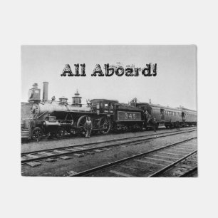 Vintage Locomotive Steam Engine Railroad History Doormat