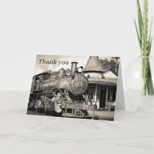 Vintage Locomotive Train Railway Black Travel Card
