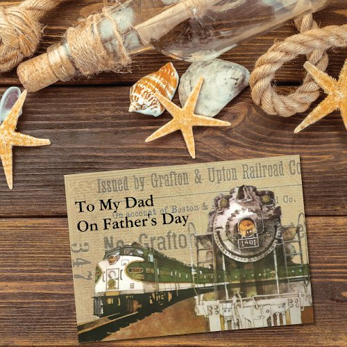 Vintage Locomotive Train Steam Engine Fathers Day Card