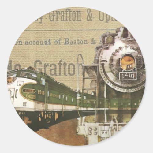 Vintage Locomotive Train Steam Engine Railroad Classic Round Sticker