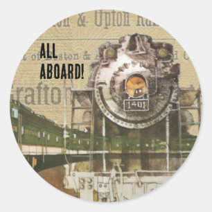 Vintage Locomotive Train Steam Engine Railroad Classic Round Sticker