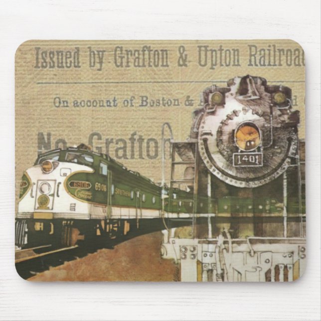Vintage Locomotive Train Steam Engine Railroad Mouse Pad (Front)