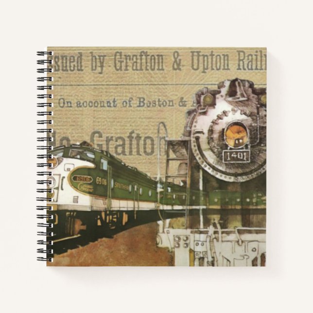 Vintage Locomotive Train Steam Engine Railroad Notebook (Front)