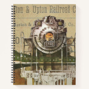Vintage Locomotive Train Steam Engine Railroad Notebook
