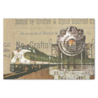Vintage Locomotive Train Steam Engine Railroad Tissue Paper