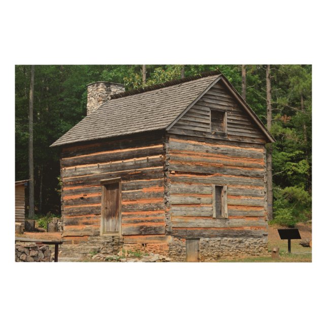 Vintage log Cabin Wood Wall Art (Front)