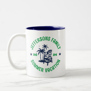 Vintage Logo Family Vacation Beach Holiday Trip Two-Tone Coffee Mug