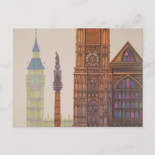 Vintage London Air Travel Advertisement Big Ben Postcard
