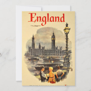 Vintage London Air Travel Big Ben Parliament Holiday Card