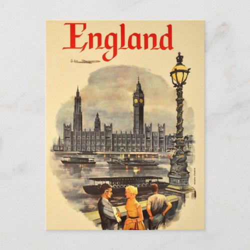 Vintage London Air Travel Big Ben Parliament Postcard