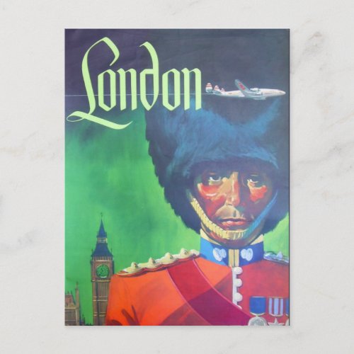 Vintage London Air Travel Big Ben Queen Guard Postcard