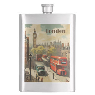 Vintage London Big Ben Custom Text Flask