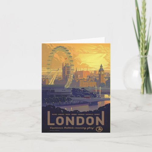 Vintage London Big Ben Parliament Thames River Card