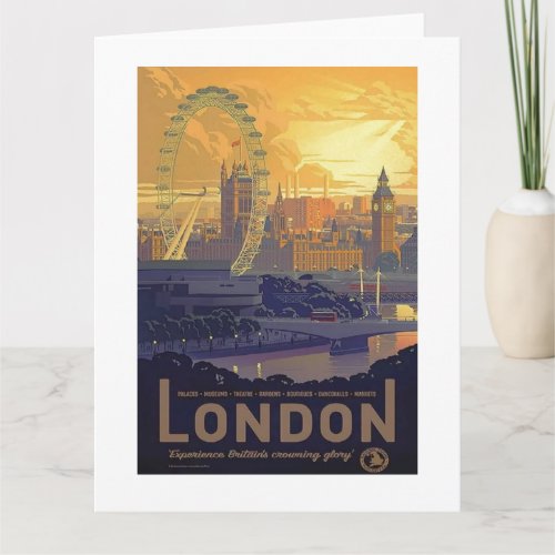 Vintage London Big Ben Parliament Thames River Card