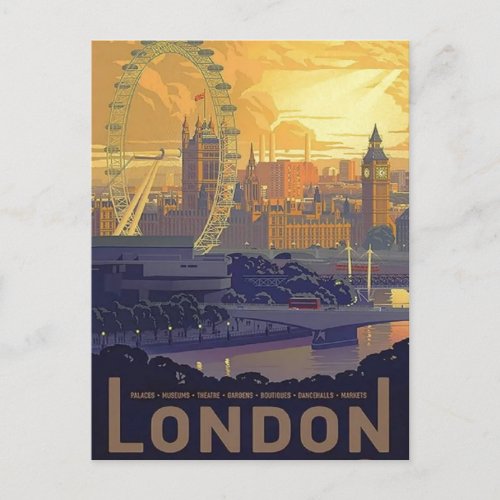 Vintage London Big Ben Parliament Thames River Holiday Postcard