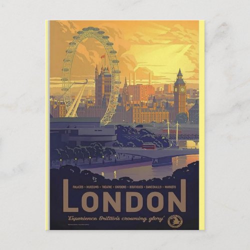 Vintage London Big Ben Parliament Thames River Postcard