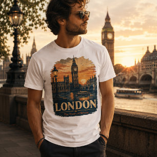 Vintage London Big Ben Sunset Retro Travel Graphic T-Shirt