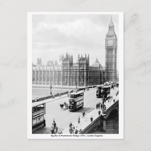 Vintage London Big Ben Westminster Bridge Postcard