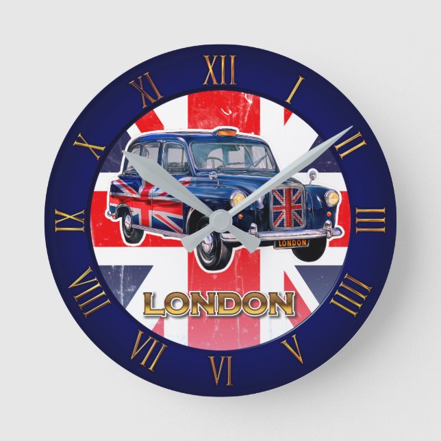 Vintage London Black Cab Round Clock (Front)