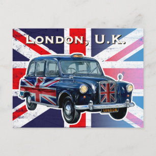 Vintage London Black Taxicab Postcard