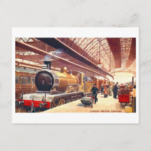 Vintage London Bridge Station in England Postcard